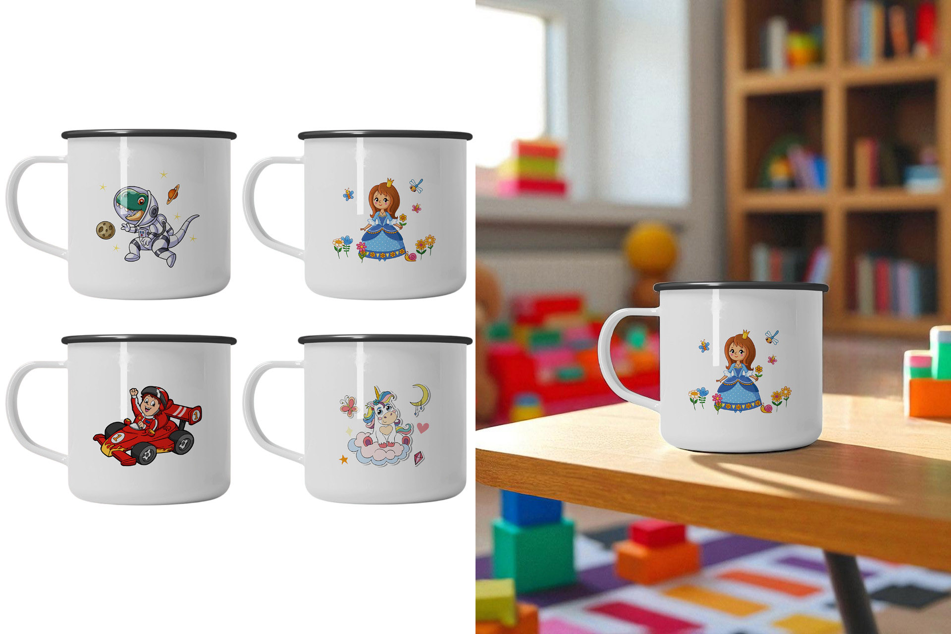 Metalltasse "Kinderdesigns", 350ml, mit Design, 4 Designs