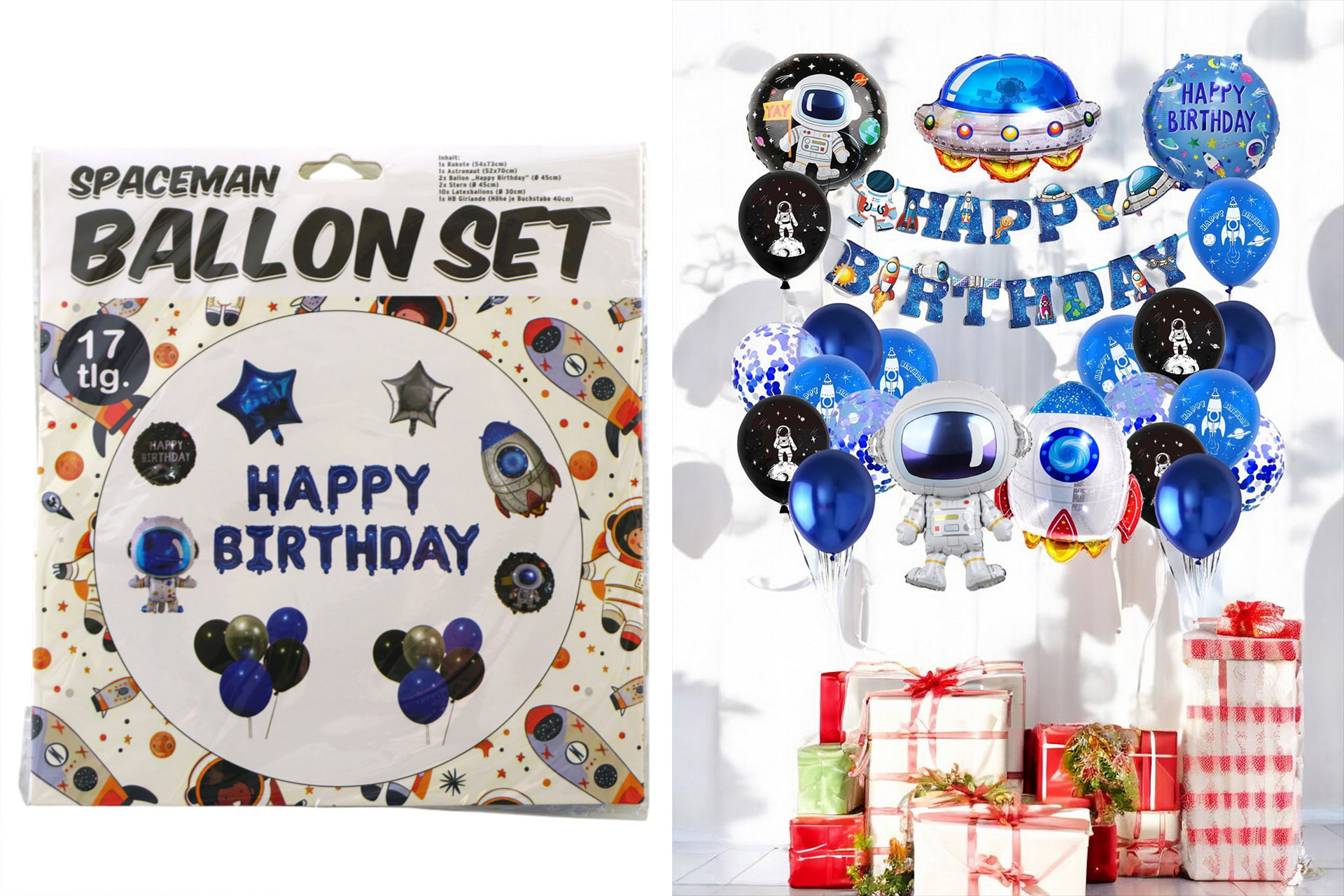 Ballon Set Happy Birthday "Spaceman"17 teilig
