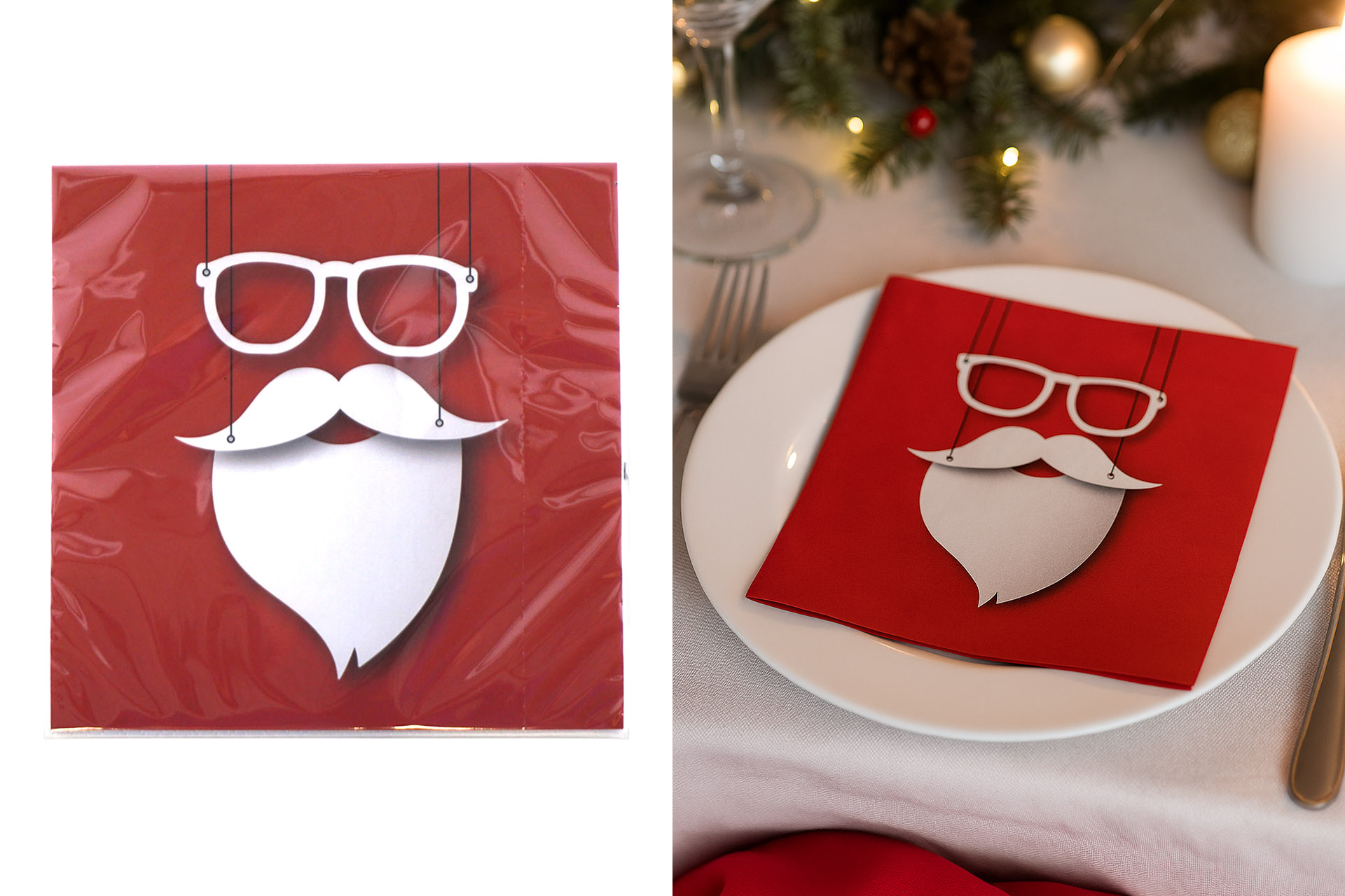 Servietten Weihnachten "Nikolaus" 33x33cm, ¼ Falz, 3-lagig, 20er Pack