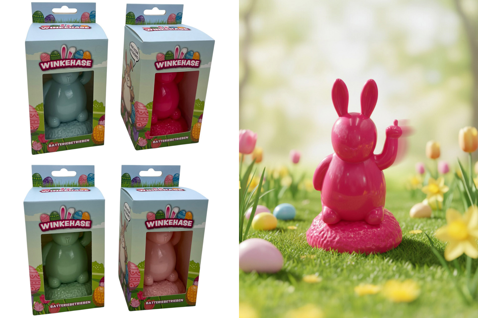 Winkehase "Mittelfinger", 10x4,5x3,5cm, 4 Farben