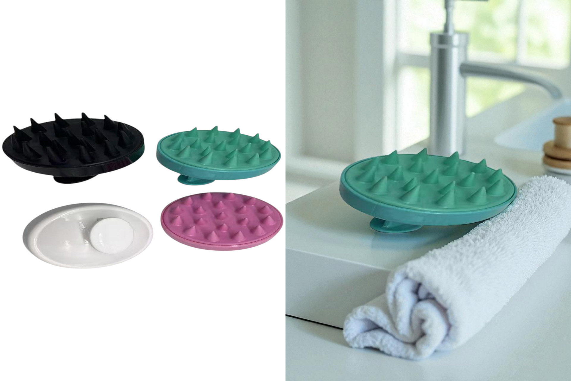 Haarbürste Massage Silikon "Scalpbrush", 7,5x7,5x7,5cm, 4 Farben, im Display