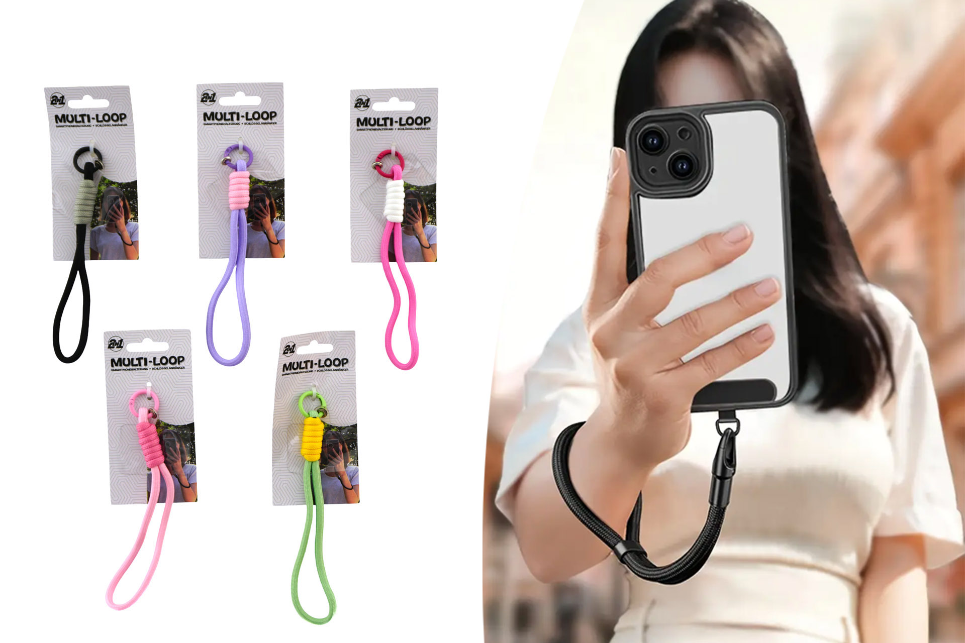 Schlüsselanhänger "Osaka" inkl. Handyhalterung, 16x1,5x1,5cm, 5 Farben