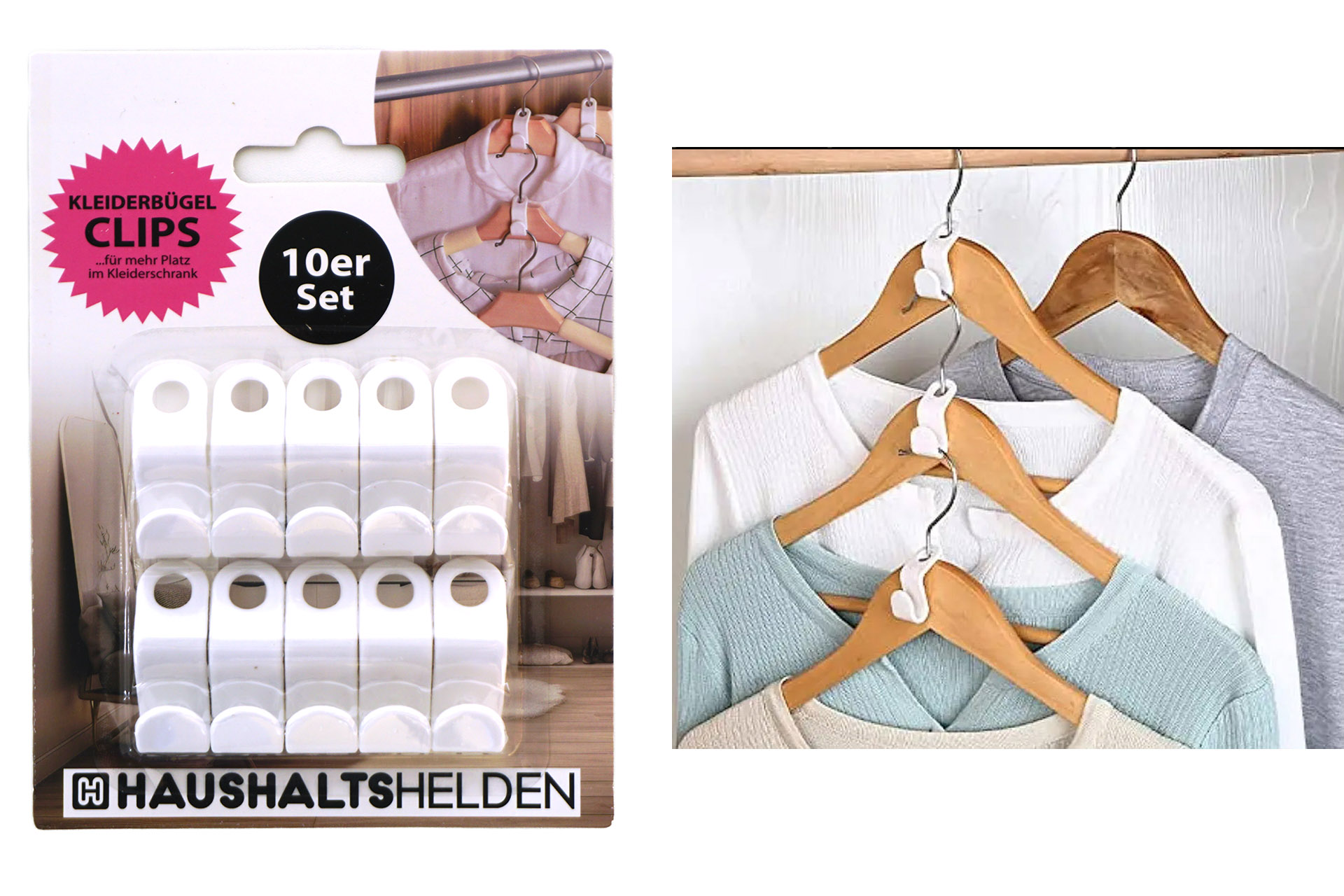 Kleiderbügel Zusatzhaken / Verbinder, weiß, 10er Set